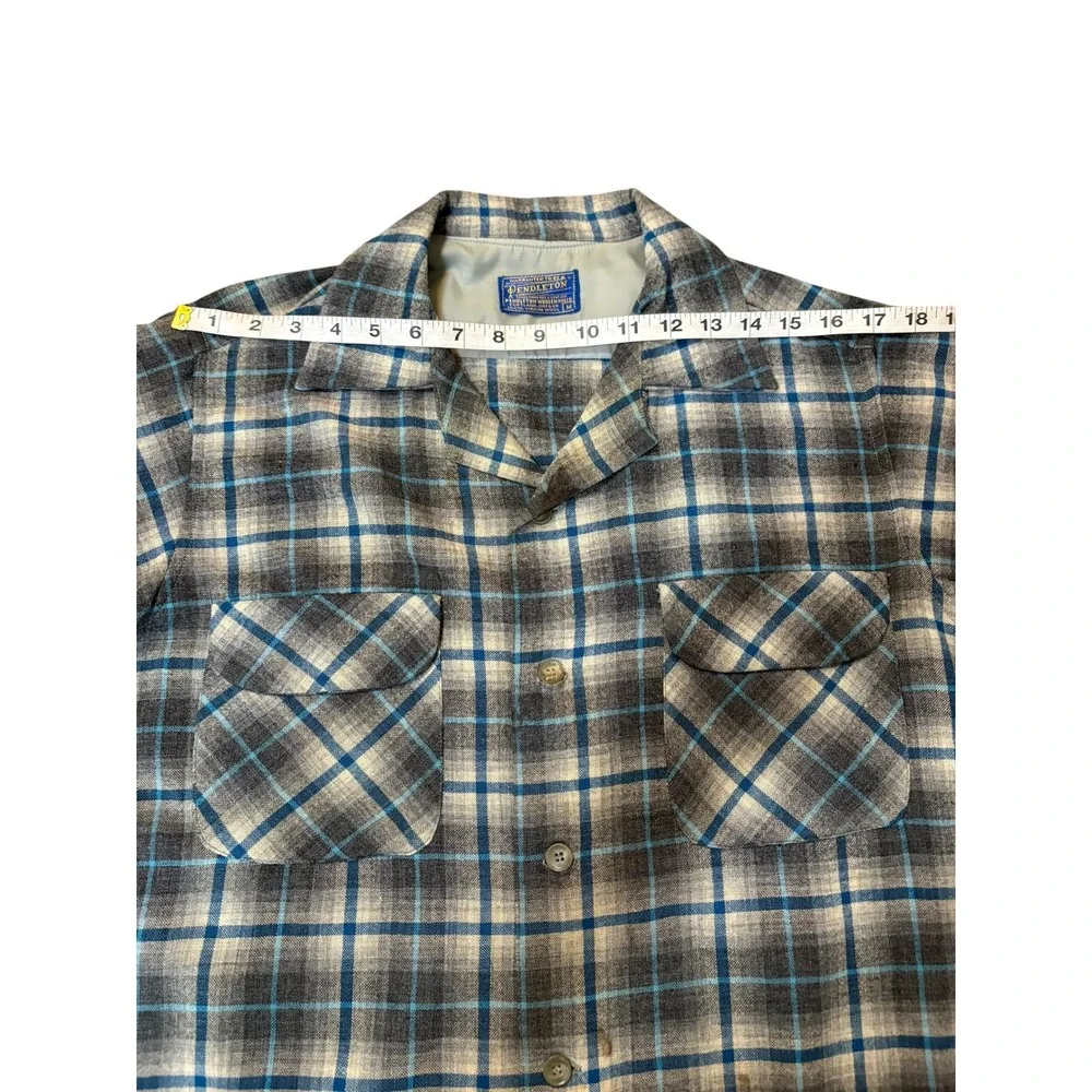 Vintage 50's 60's Pendleton Plaid Board Shirt Short Sleeve M Classic Loop Collar